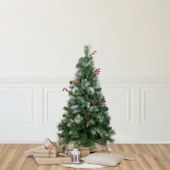 4' Pre-Lit Frosted Carolina Berry Spruce Artificial Christmas Tree, Clear Lights