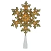 9" Pre-Lit Gold Snowflake Christmas Tree Topper - Clear Lights