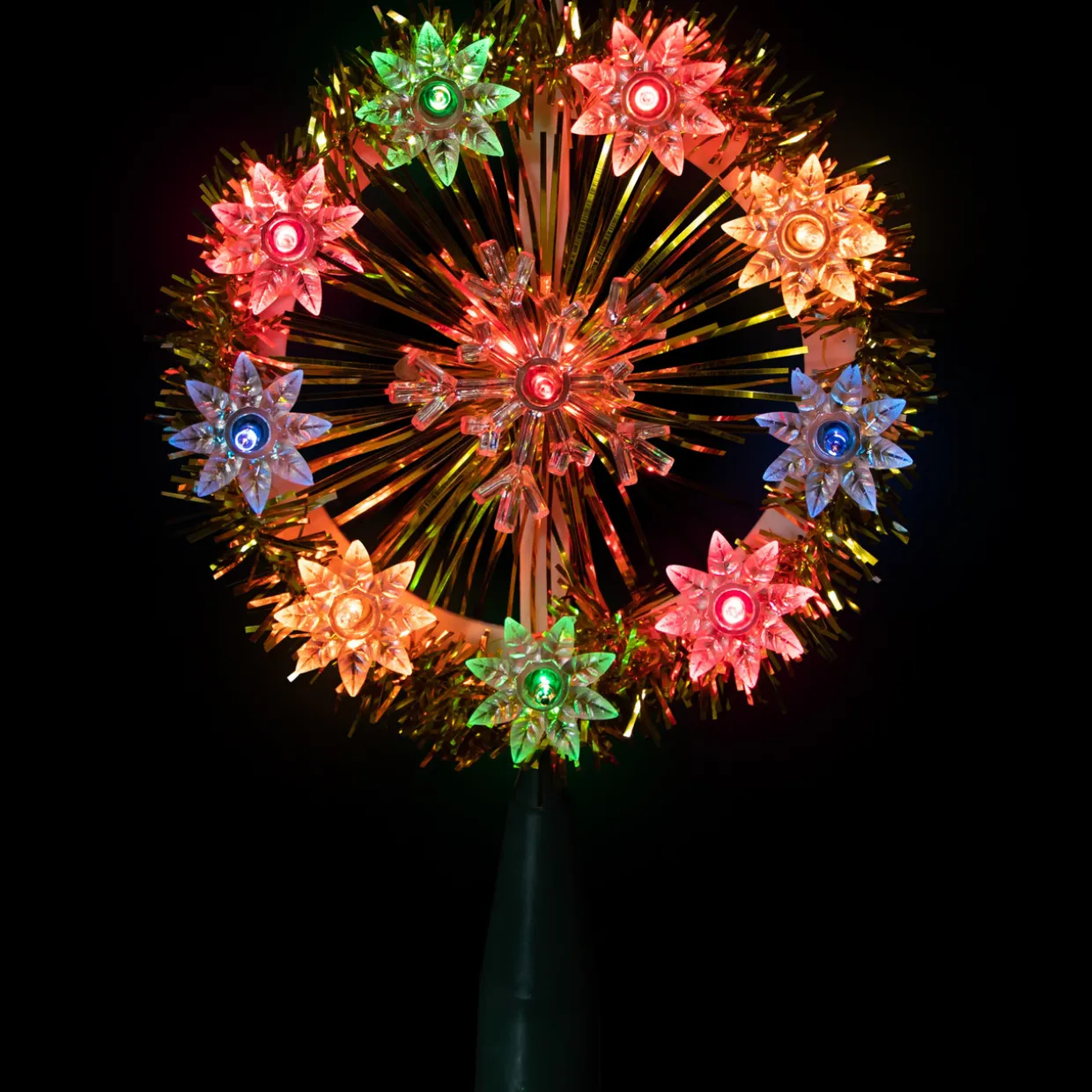 7" Pre-Lit Gold Snowflake Starburst Christmas Tree Topper - Clear Lights