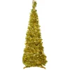 4' Pre-Lit Gold Tinsel Pop-Up Artificial Christmas Tree, Clear Lights