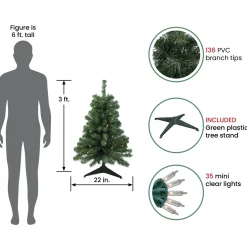 3' Pre-Lit Green Medium Blackwater Fir Artificial Christmas Tree - Clear Lights