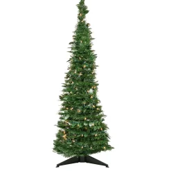 4' Pre-Lit Green Tinsel Pop-Up Artificial Christmas Tree, Clear Lights