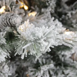 7.5' Pre-Lit LED Lights Flocked Victoria Pine Artificial Christmas Tree - Multicolor Light Options