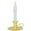 8" Pre-Lit LED White Lighted Christmas Candle Lamp with Oval Handle Base