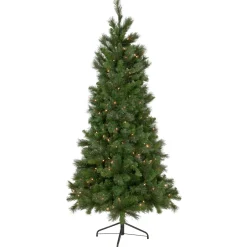 6.5' Pre-Lit Medium Beaver Pine Artificial Christmas Wall Tree, Clear Lights