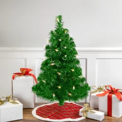 2' Pre-Lit Paradise Lime Green Tinsel Pine Artificial Christmas Tree - Clear Lights