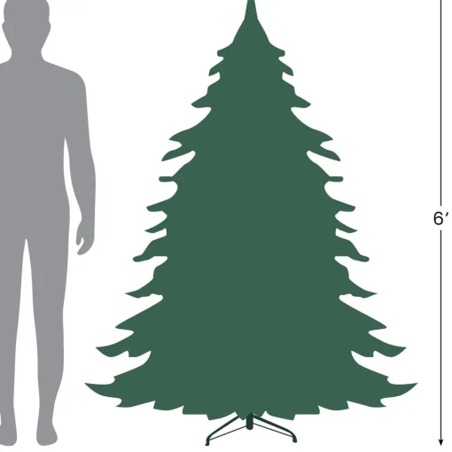 6' Pre-Lit Pencil Northern Balsam Fir Artificial Christmas Tree, Multi LED Lights