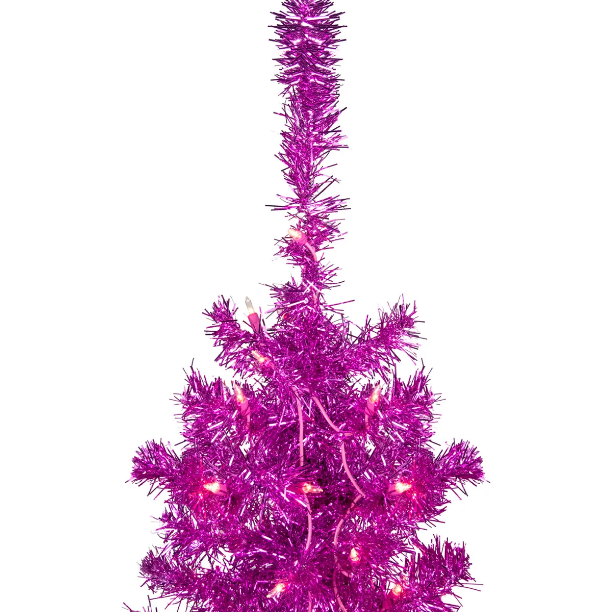 6' Pre-Lit Pink Artificial Tinsel Christmas Tree, Clear Lights
