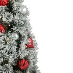 3' Pre-Lit Potted Snowy Bristle Pine Artificial Christmas Tree, Warm White LED Lights