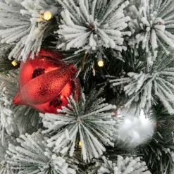 3' Pre-Lit Potted Snowy Bristle Pine Artificial Christmas Tree, Warm White LED Lights