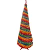 6' Pre-Lit Rainbow Tinsel Pop-Up Artificial Christmas Tree, Clear Lights