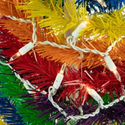 6' Pre-Lit Rainbow Tinsel Pop-Up Artificial Christmas Tree, Clear Lights