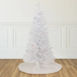 4' Pre-lit Rockport White Pine Artificial Christmas Tree, Multi Lights