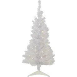 4' Pre-lit Rockport White Pine Artificial Christmas Tree, Clear Lights