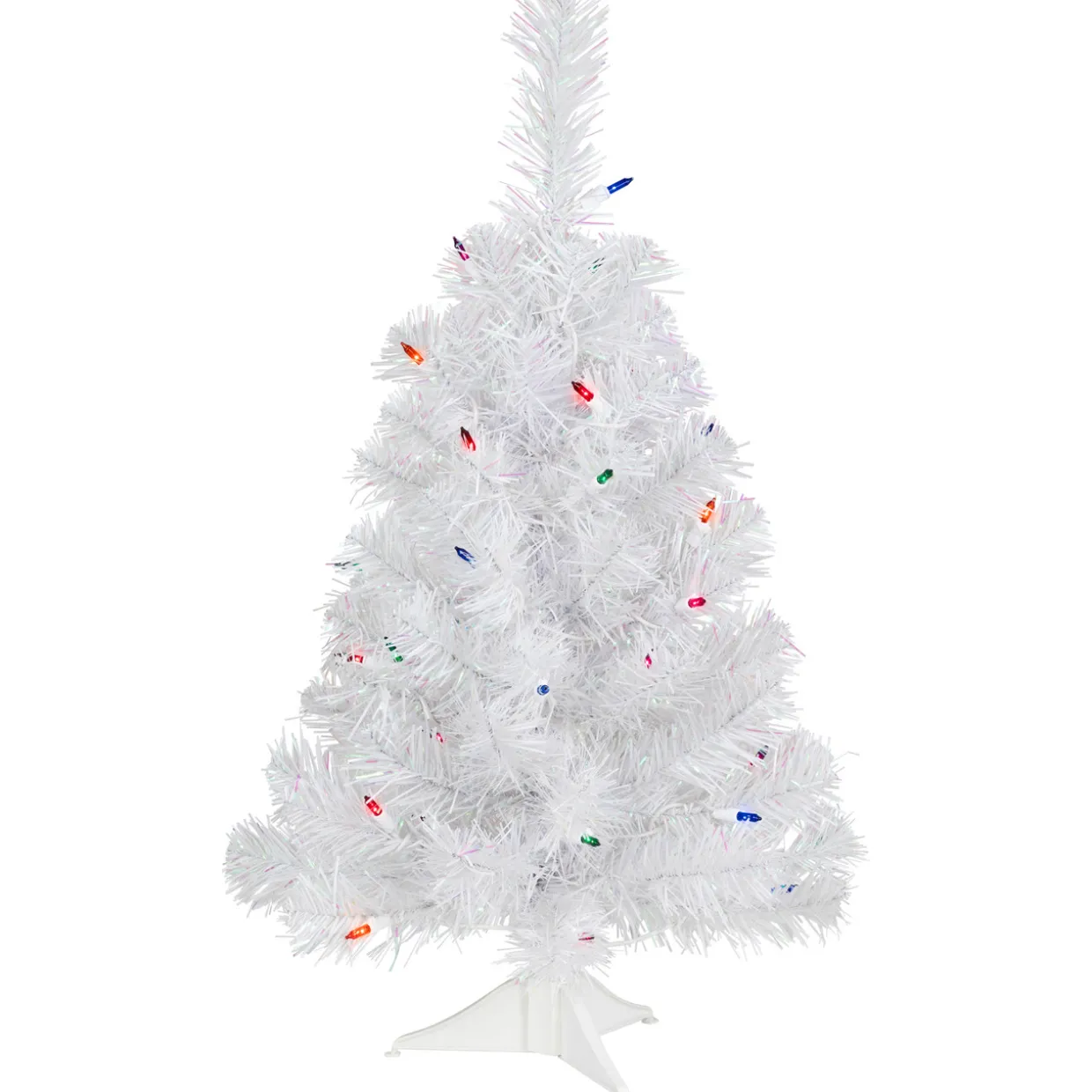 2' Pre-lit Rockport White Pine Artificial Christmas Tree, Multi Lights