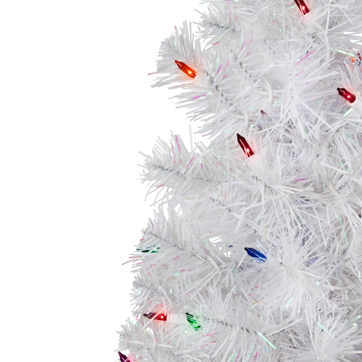 2' Pre-lit Rockport White Pine Artificial Christmas Tree, Multi Lights