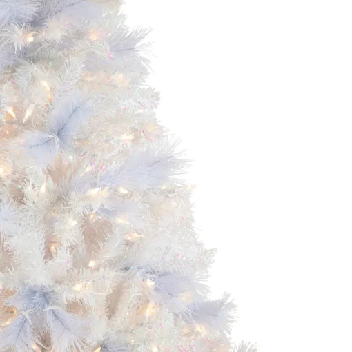6.5' Pre-Lit Seneca White Spruce Artificial Christmas Tree, Dual Function LED Lights