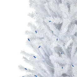 6.5’ Pre-Lit Slim Geneva White Spruce Artificial Christmas Tree, Blue Lights