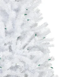 6.5’ Pre-Lit Slim Geneva White Spruce Artificial Christmas Tree, Green Lights
