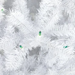 6.5’ Pre-Lit Slim Geneva White Spruce Artificial Christmas Tree, Green Lights
