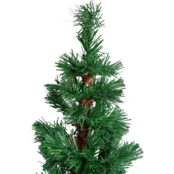 5' Pre-Lit Slim Pine Spiral Artificial Christmas Tree - Multicolor Fiber Optic Lights