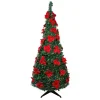 6' Pre-Lit Slim Pre-Decorated Poinsettia Pop-Up Artificial Christmas Tree
