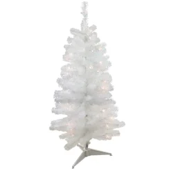4' Pre-Lit Slim White Artificial Tinsel Christmas Tree - Clear Lights