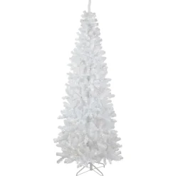 7.5' Pre-Lit White Georgian Pine Pencil Artificial Christmas Tree, Warm White LED Lights