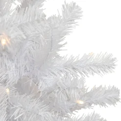 7.5' Pre-Lit White Georgian Pine Pencil Artificial Christmas Tree, Warm White LED Lights