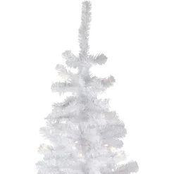 7.5' Pre-Lit White Georgian Pine Pencil Artificial Christmas Tree, Warm White LED Lights