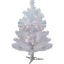 2' Pre-lit White Iridescent Pine Artificial Christmas Tree - Clear Lights