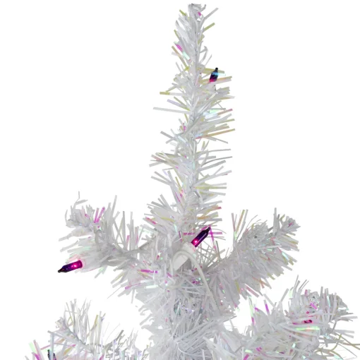 4' Pre-lit White Iridescent Pine Artificial Christmas Tree - Purple Lights