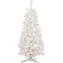 4' Pre-Lit White Pine Slim Artificial Christmas Tree - Pink Lights