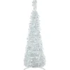 4' Pre-Lit White Tinsel Pop-Up Artificial Christmas Tree, Blue Lights