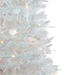 4' Pre-Lit White Tinsel Pop-Up Artificial Christmas Tree, Clear Lights