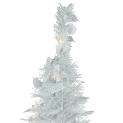 6' Pre-Lit White Tinsel Pop-Up Artificial Christmas Tree, Clear Lights