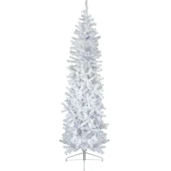 6.5' Pre-Lit Woodbury White Pine Pencil Artificial Christmas Tree, Blue Lights