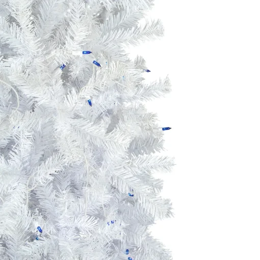 6.5' Pre-Lit Woodbury White Pine Pencil Artificial Christmas Tree, Blue Lights