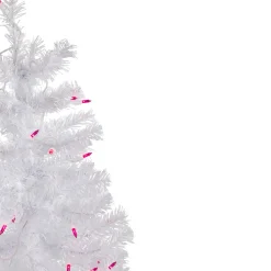 3' Pre-Lit Woodbury White Pine Slim Artificial Christmas Tree, Pink Lights
