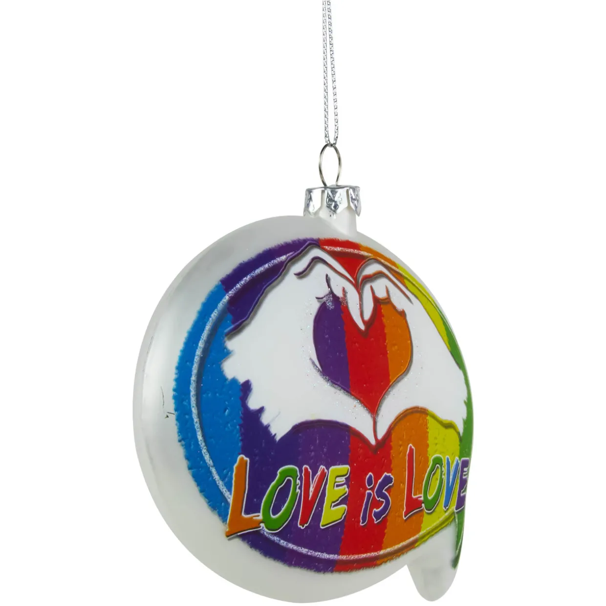 4.75" Pride 'Love is Love' Speech Bubble Glass Christmas Ornament
