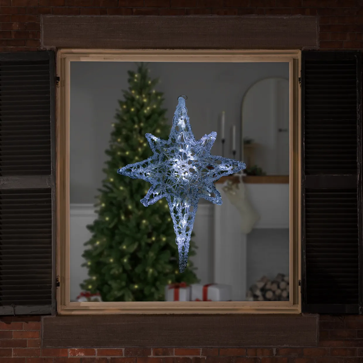 24" Pure White LED Twinkle Bethlehem Star Hanging Christmas Decoration