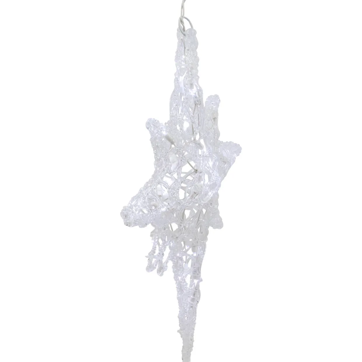 24" Pure White LED Twinkle Bethlehem Star Hanging Christmas Decoration