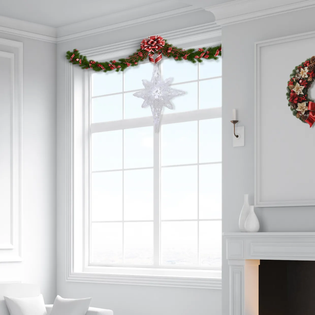 24" Pure White LED Twinkle Bethlehem Star Hanging Christmas Decoration