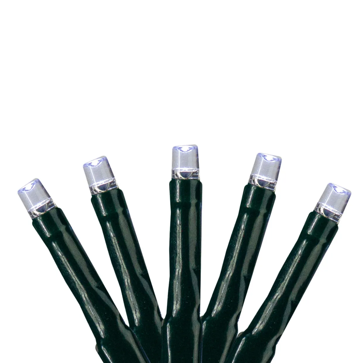 200 Pure White Multi-Function LED M5 Mini Christmas Lights - 20.5 ft Green Wire