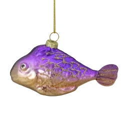 4" Purple and Gold Glass Fish Christmas Ornament