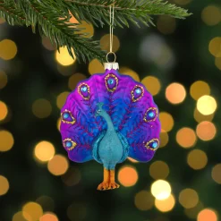 4.75" Purple and Pink Peacock Glass Christmas Ornament