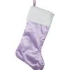 20" Purple and White Glittered Snowflake Christmas Stocking with Cuff