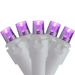 50 Purple LED Wide Angle Christmas Lights - 16.25 ft White Wire