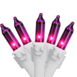 100 Purple Mini Christmas Lights - 49.6ft White Wire
