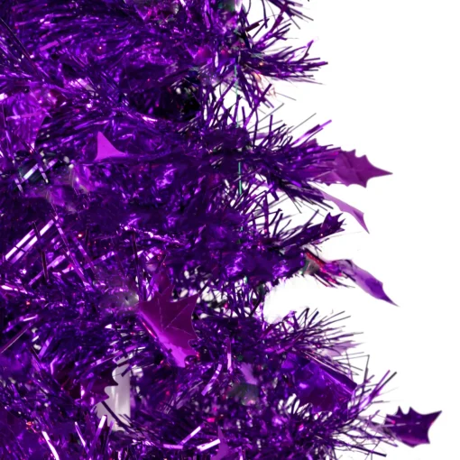 4' Purple Tinsel Pop-Up Artificial Christmas Tree, Unlit